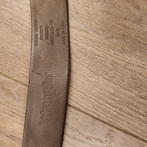 Wrangler Belt Genuine Leather Western Style Removable Buckle Stamped 38 - Picture 6 of 7